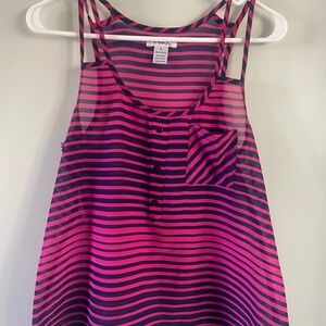 Sheer dressy pink and navy tank
